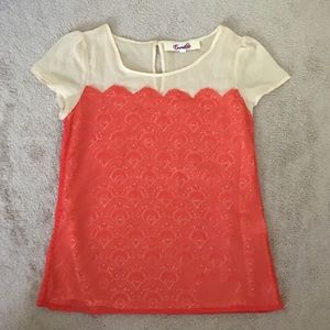 Orange and sheer top